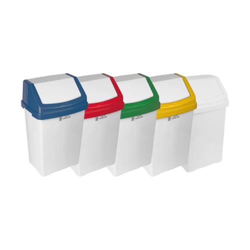 50L White Swing Bin & Blue Colour Lid