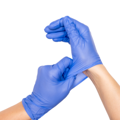 medium blue unpowdered vinyl glove