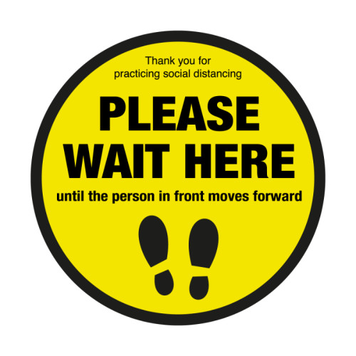 200mm 'Please Wait Here' Floor Graphic SD007