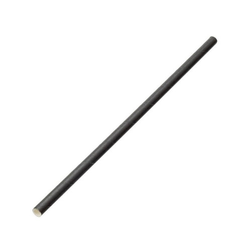 paper solid black straw 8"