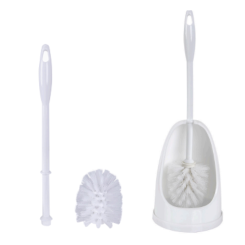 White Plastic Toilet Brush & Semi Enclosed Holder